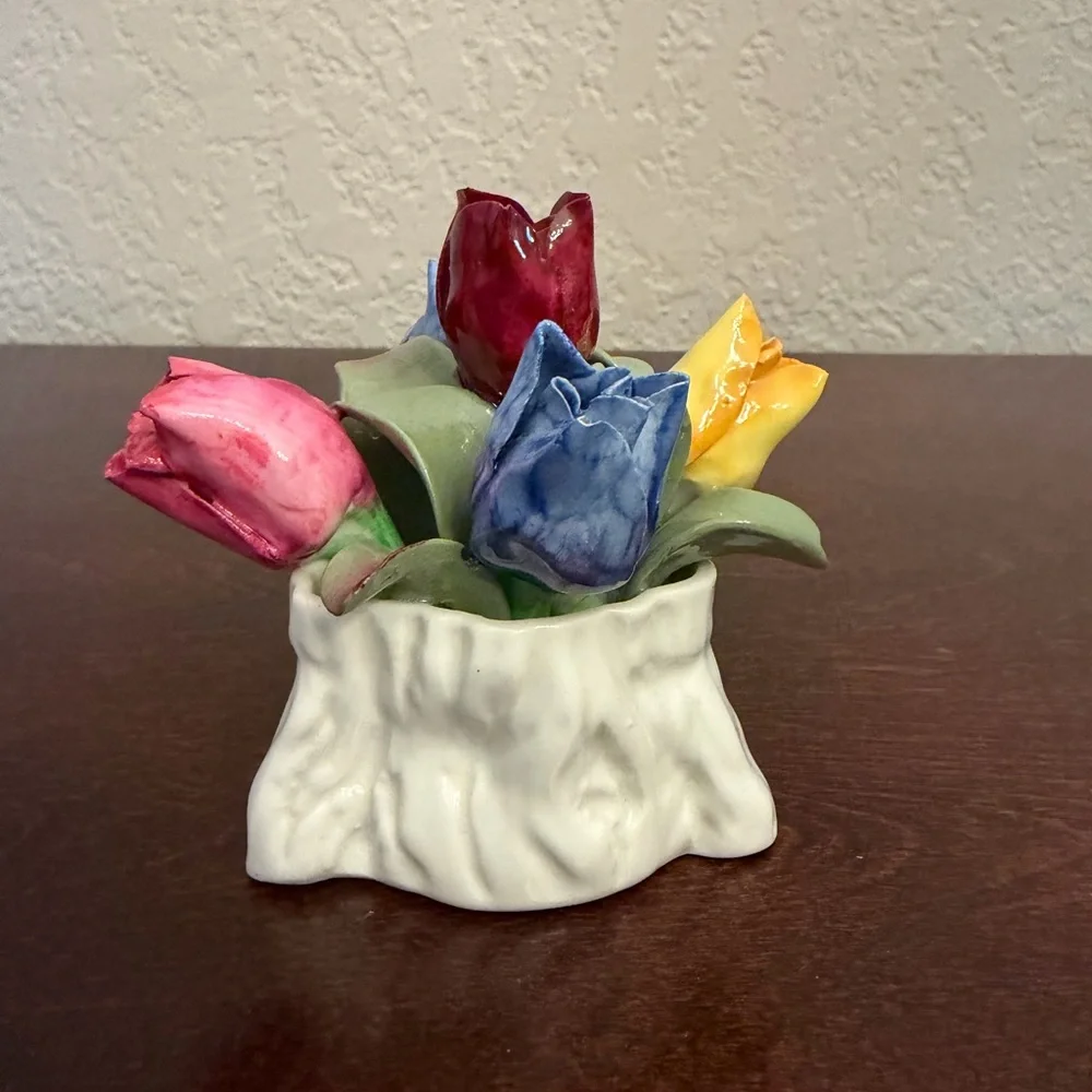 Vintage Aynsley England “May Tulip” Hand Molded Painted Bone China Figurine #876